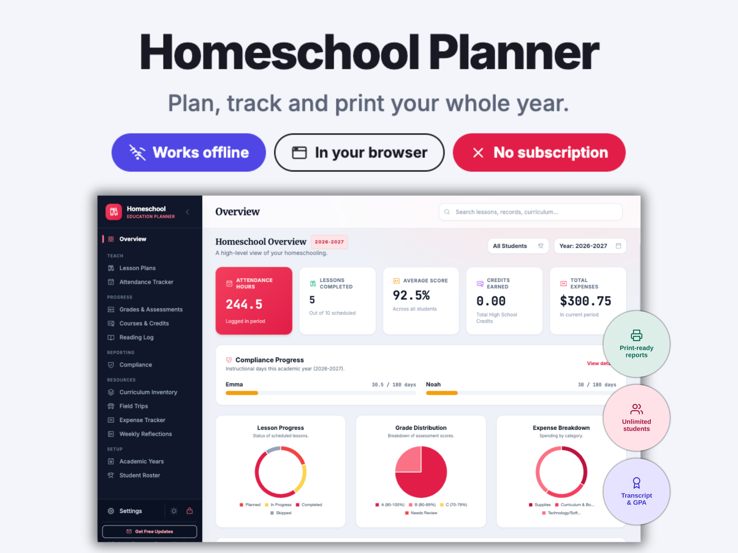 Homeschool Digital Planner with Dashboard product preview